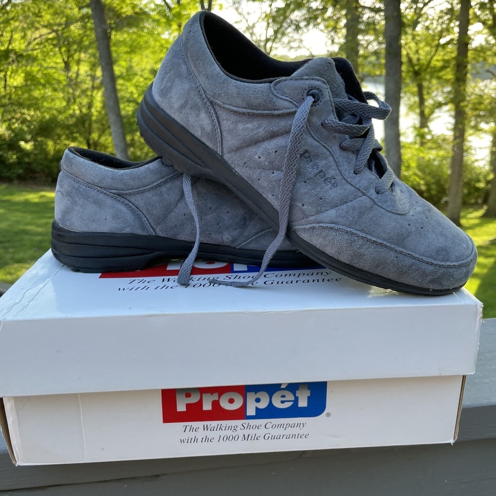 Propet Tour Walker Blue Suede Walking Shoes Womens Sz 8 Shock Absorber W3841